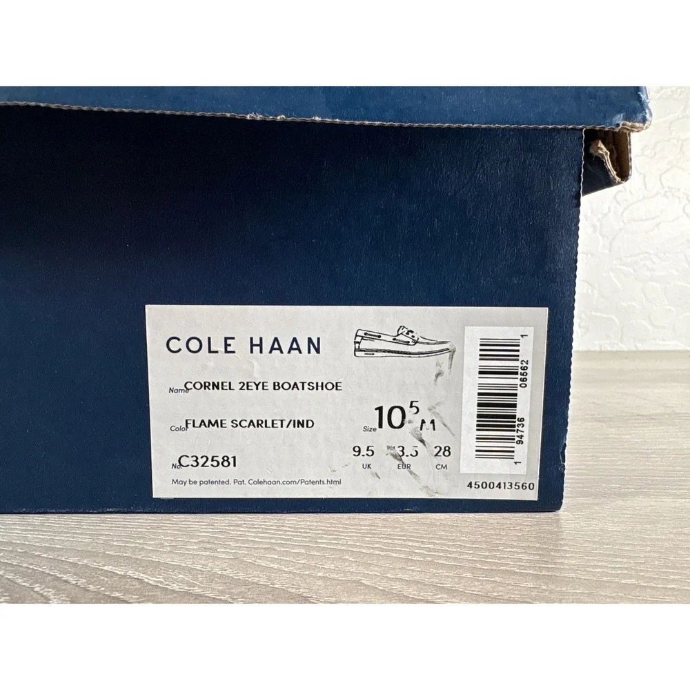 Cole Haan Cornel 2-Eye Boat Shoes Red Blue Leather C32581 Mens 10.5 M